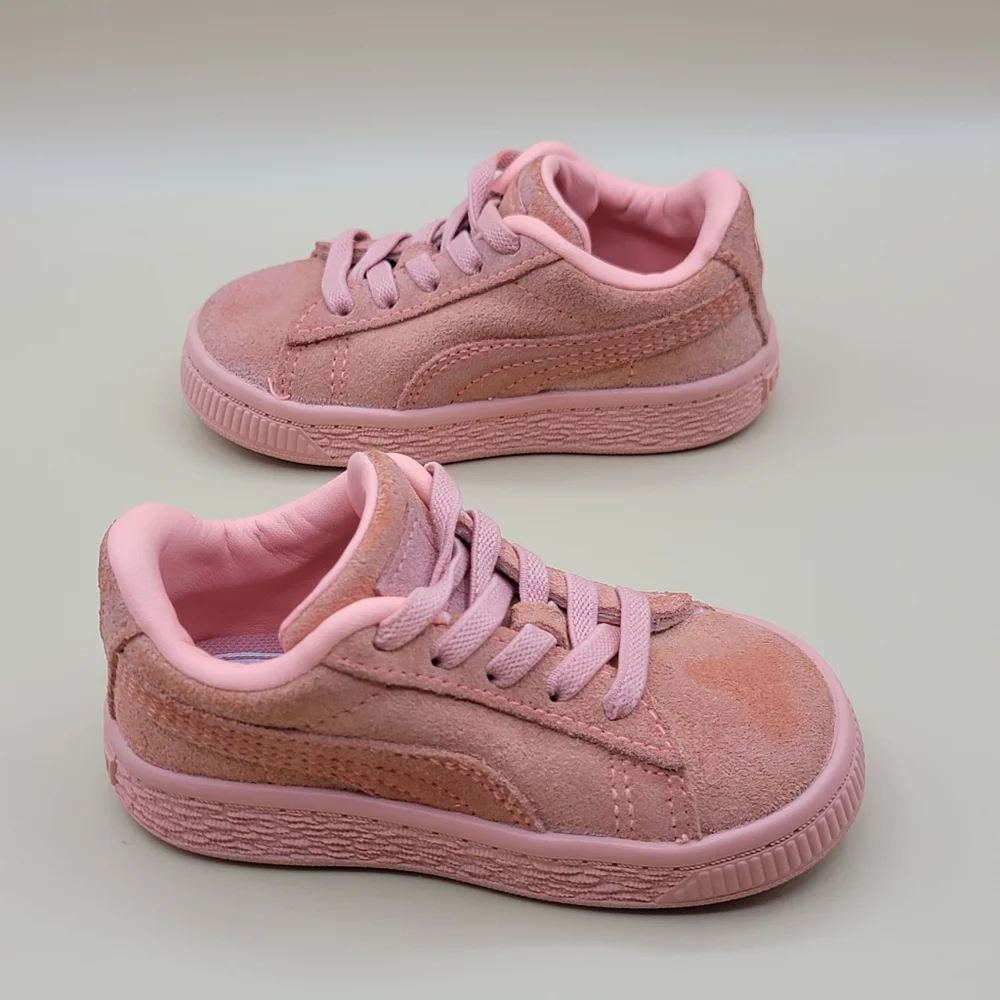 Puma Suede Classic Mono Gold Slip On Toddler Shoes Size 5C Salmon Pink Kids